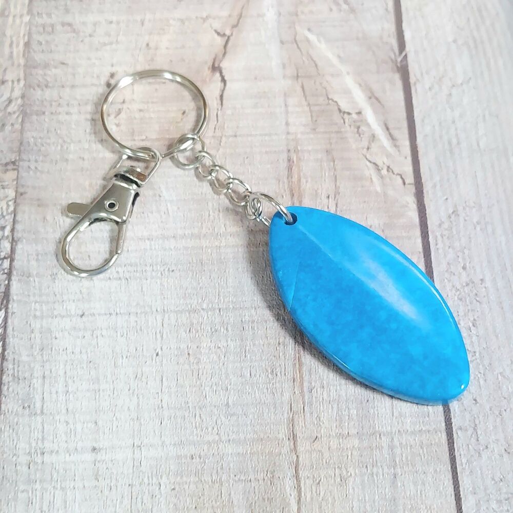 Turquoise Howlite Natural Stone Keychain Backpack Clip Purse Charm - Picture 1 of 2